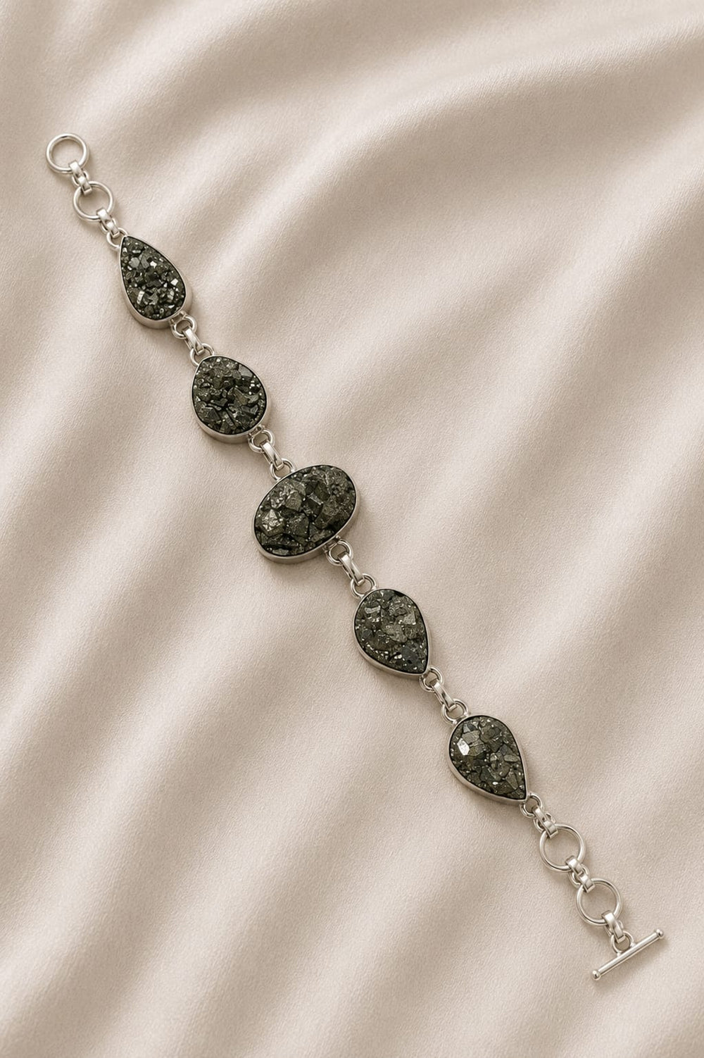 5 Layer Pyrite Bracelet - Silver Plated