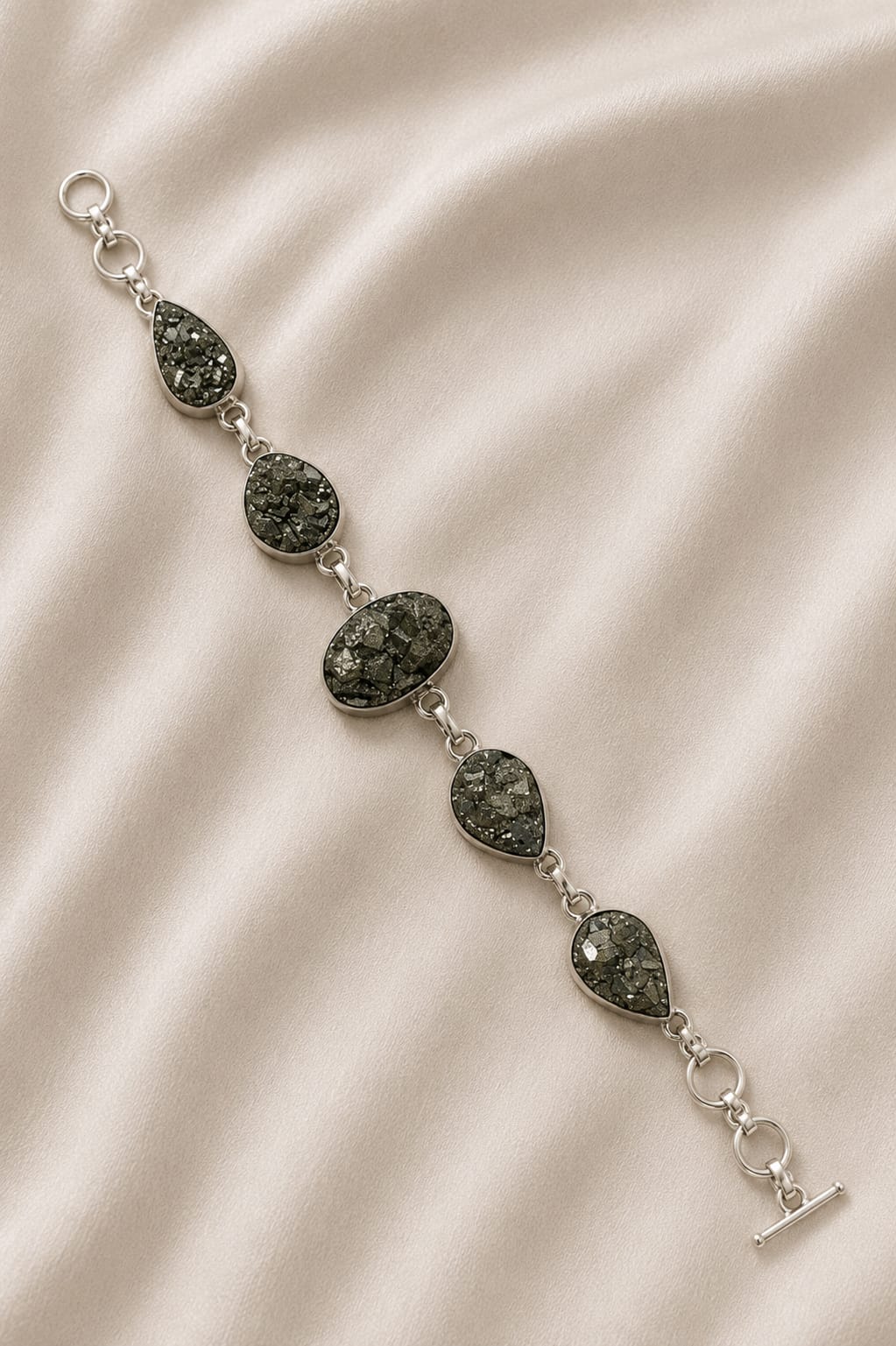5 Layer Pyrite Bracelet - Silver Plated