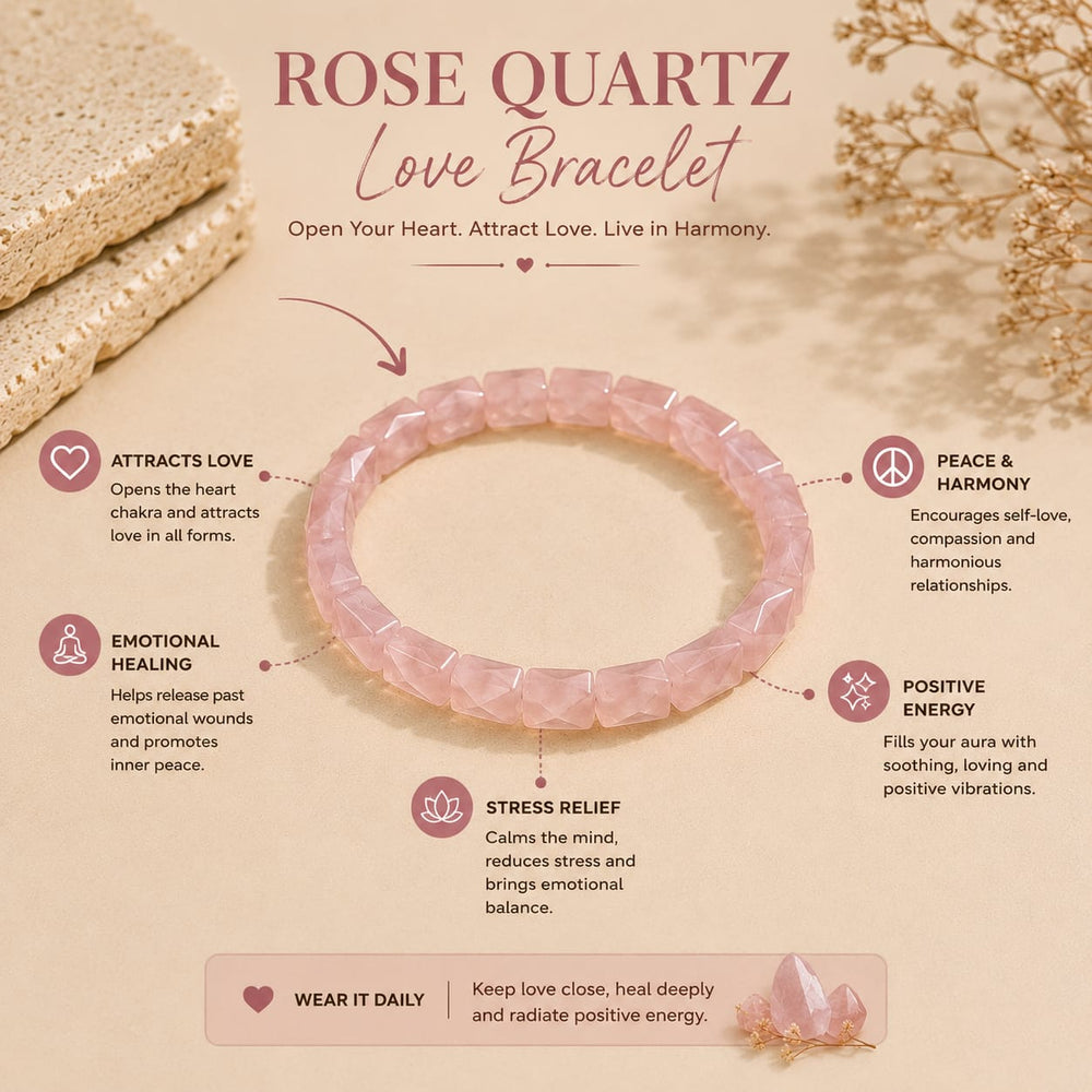 Rose Quartz Pyramid Love Bracelet ❤️