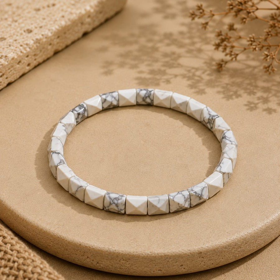 White Howlite Pyramid Healing Bracelet
